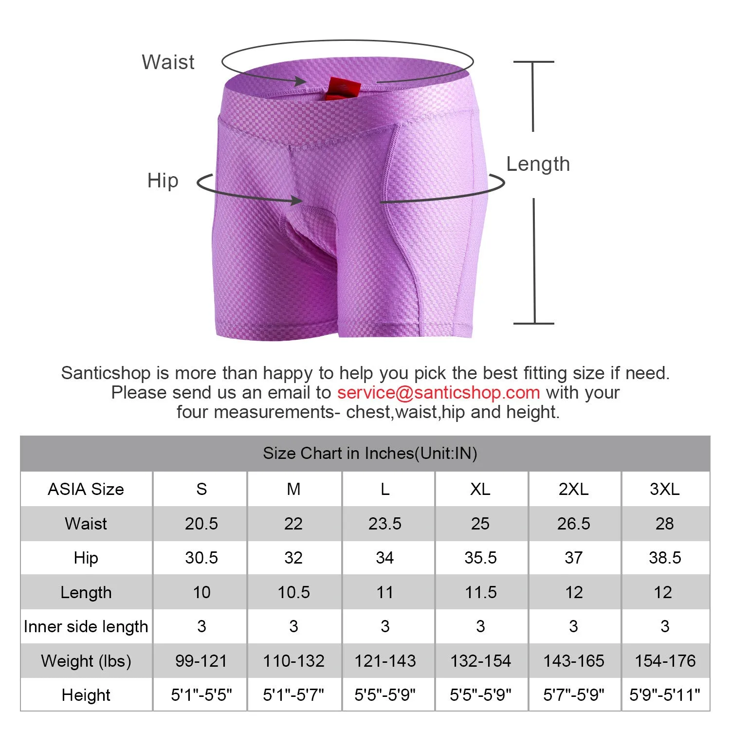 Santic Rainbow Purple Women Padded Cycling Underwear