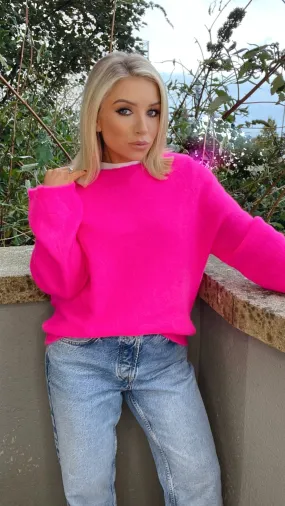 SCARLETT ALPACA BLEND JUMPER - NEON PINK