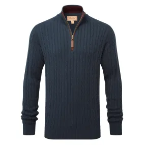 Schoffel Mens Calton Cotton Cashmere Cable 1/4 Zip Jumper