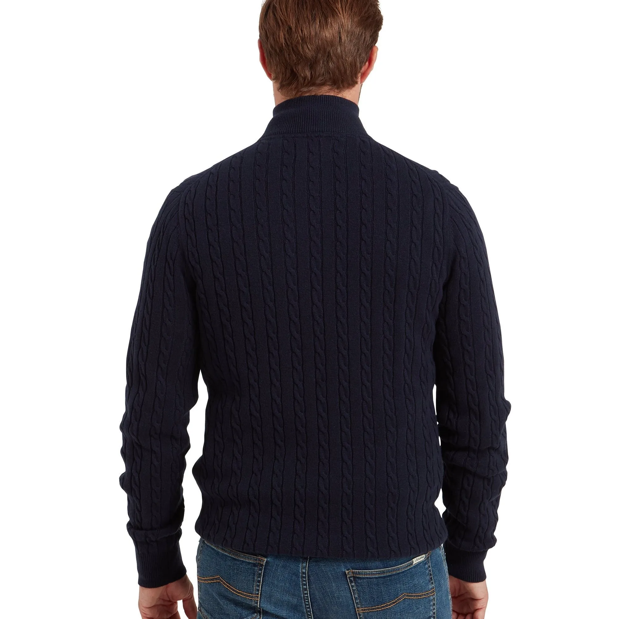 Schoffel Mens Calton Cotton Cashmere Cable 1/4 Zip Jumper