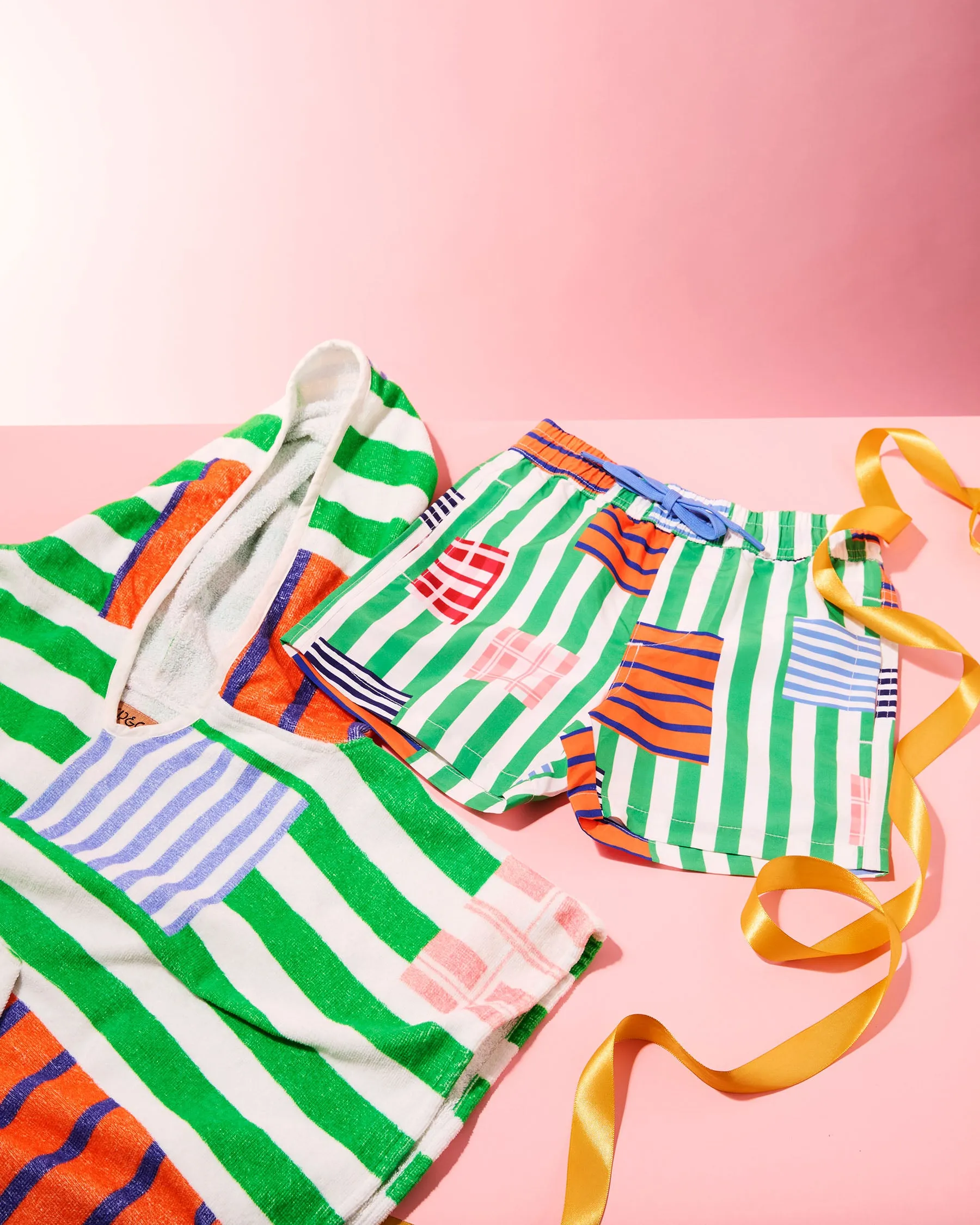 Stripe On Stripe Boardies and Poncho Bundle