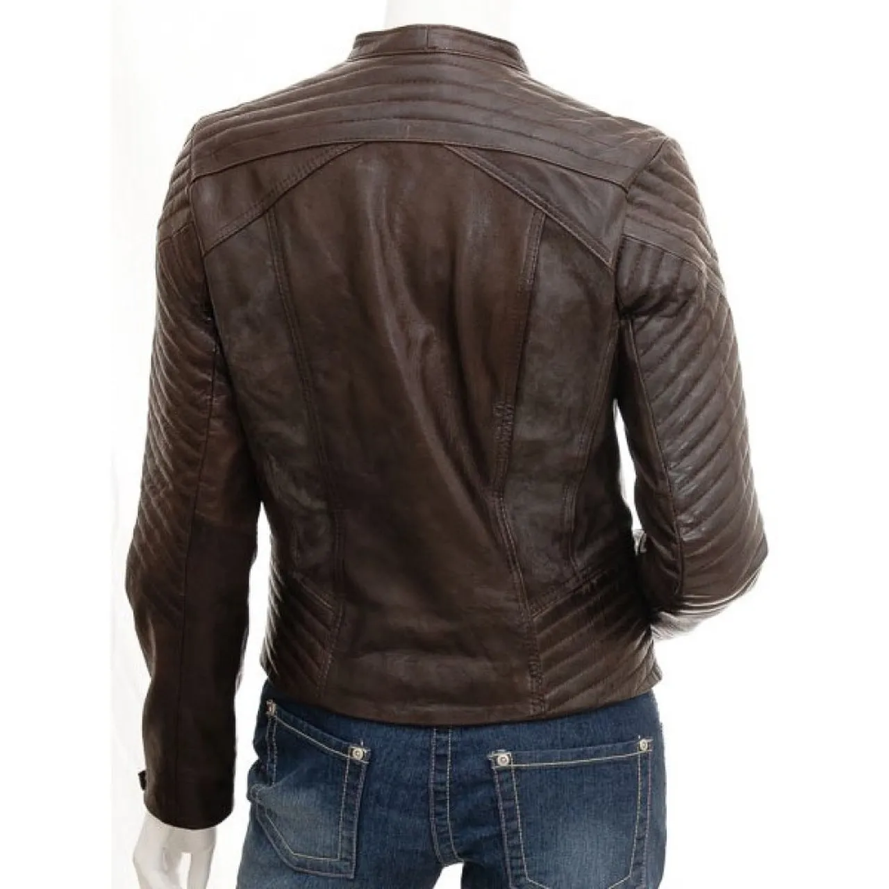 Stylish Leather Jacket for Women with Side Zip - Women's leather jacket