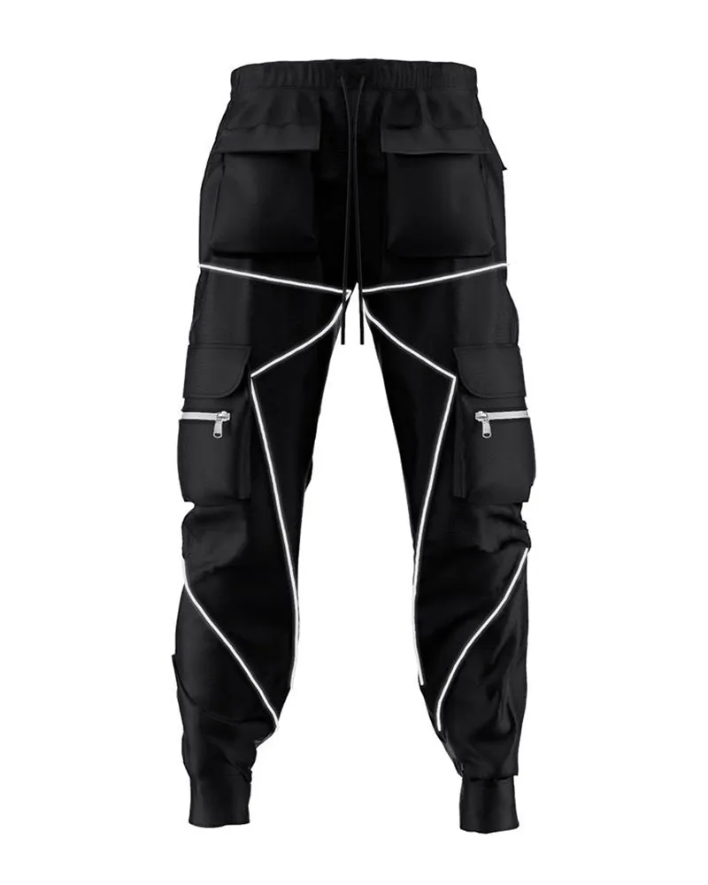 Techwear Combat Reflective Black Cargo Pants