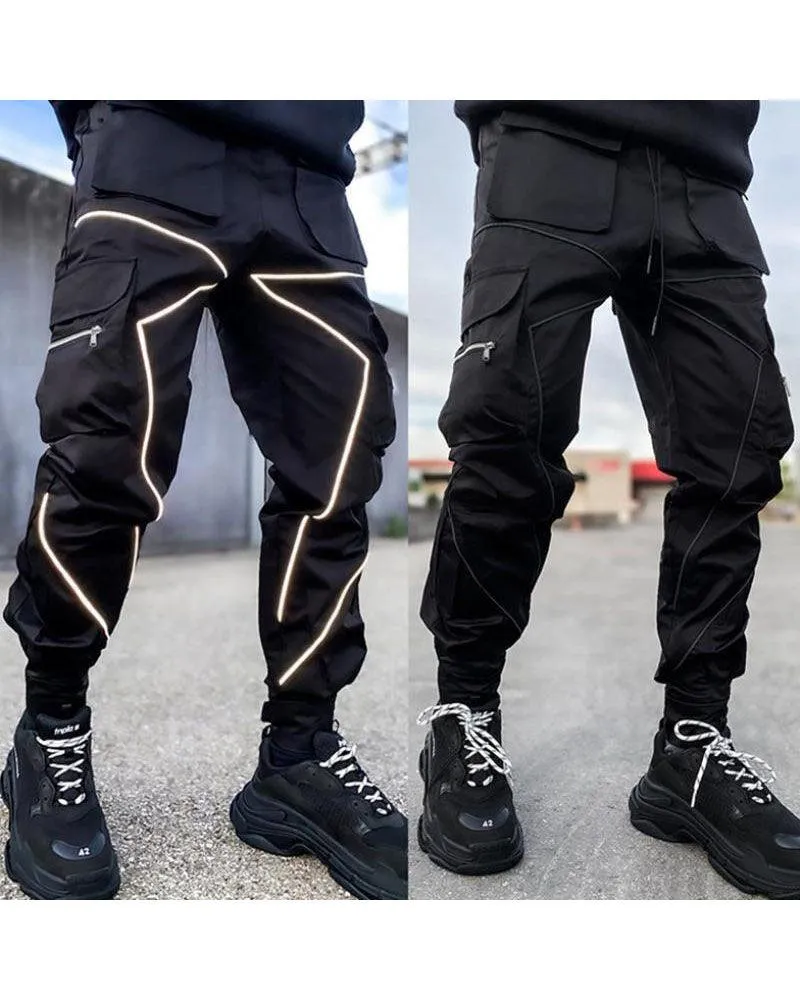 Techwear Combat Reflective Black Cargo Pants