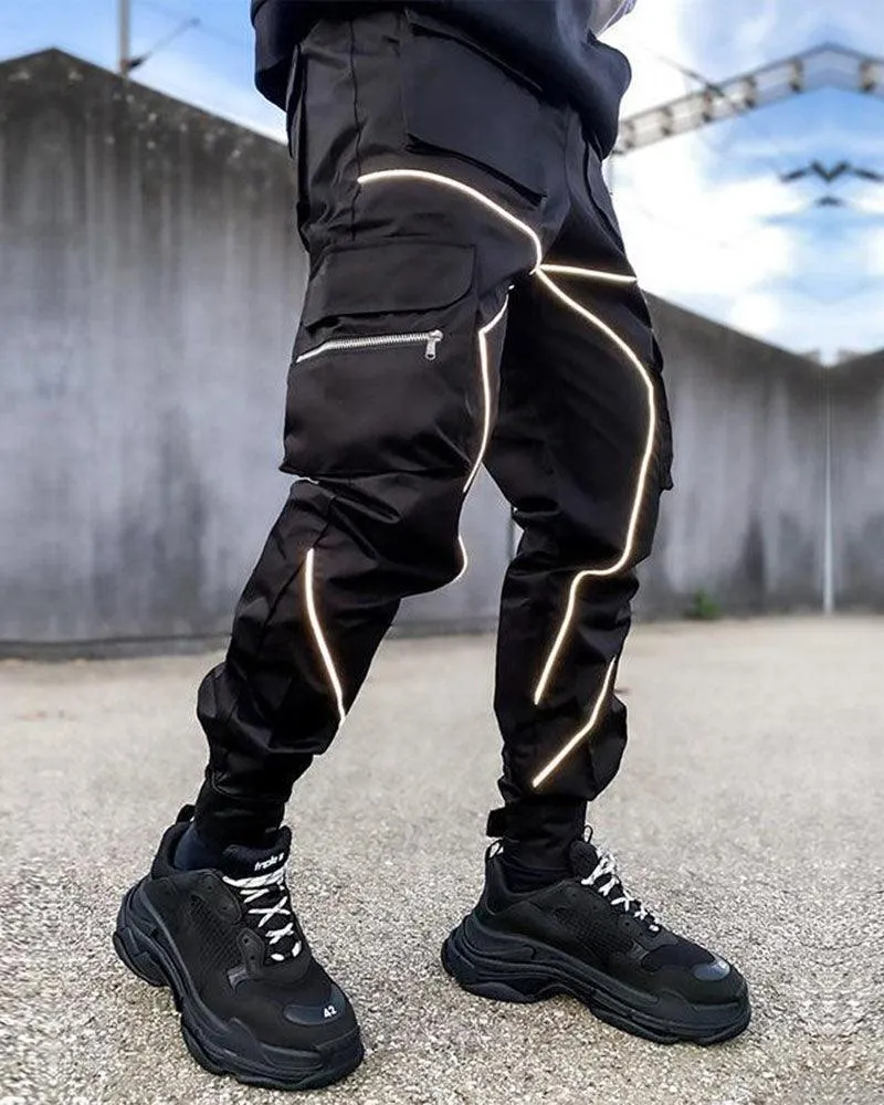 Techwear Combat Reflective Black Cargo Pants