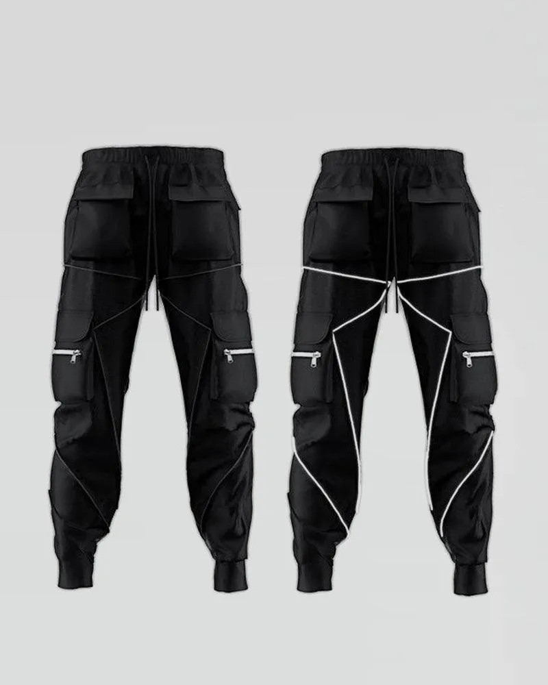 Techwear Combat Reflective Black Cargo Pants