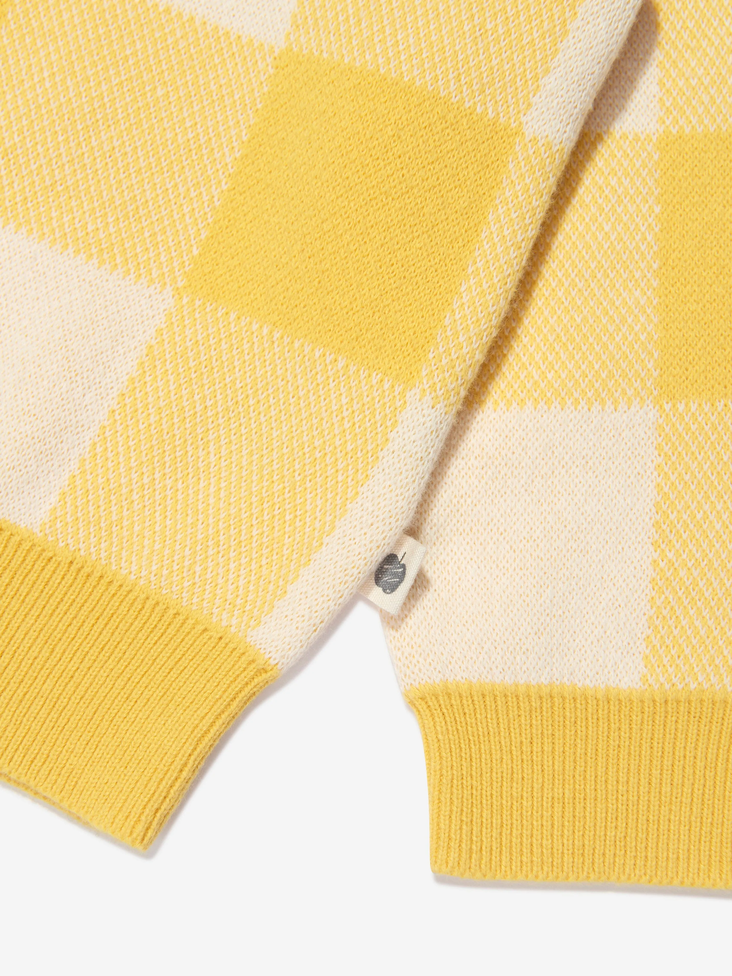 The Bonnie Mob Kids Check Jacquard Knit Sweater in Yellow