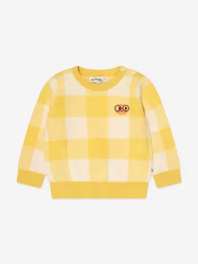 The Bonnie Mob Kids Check Jacquard Knit Sweater in Yellow