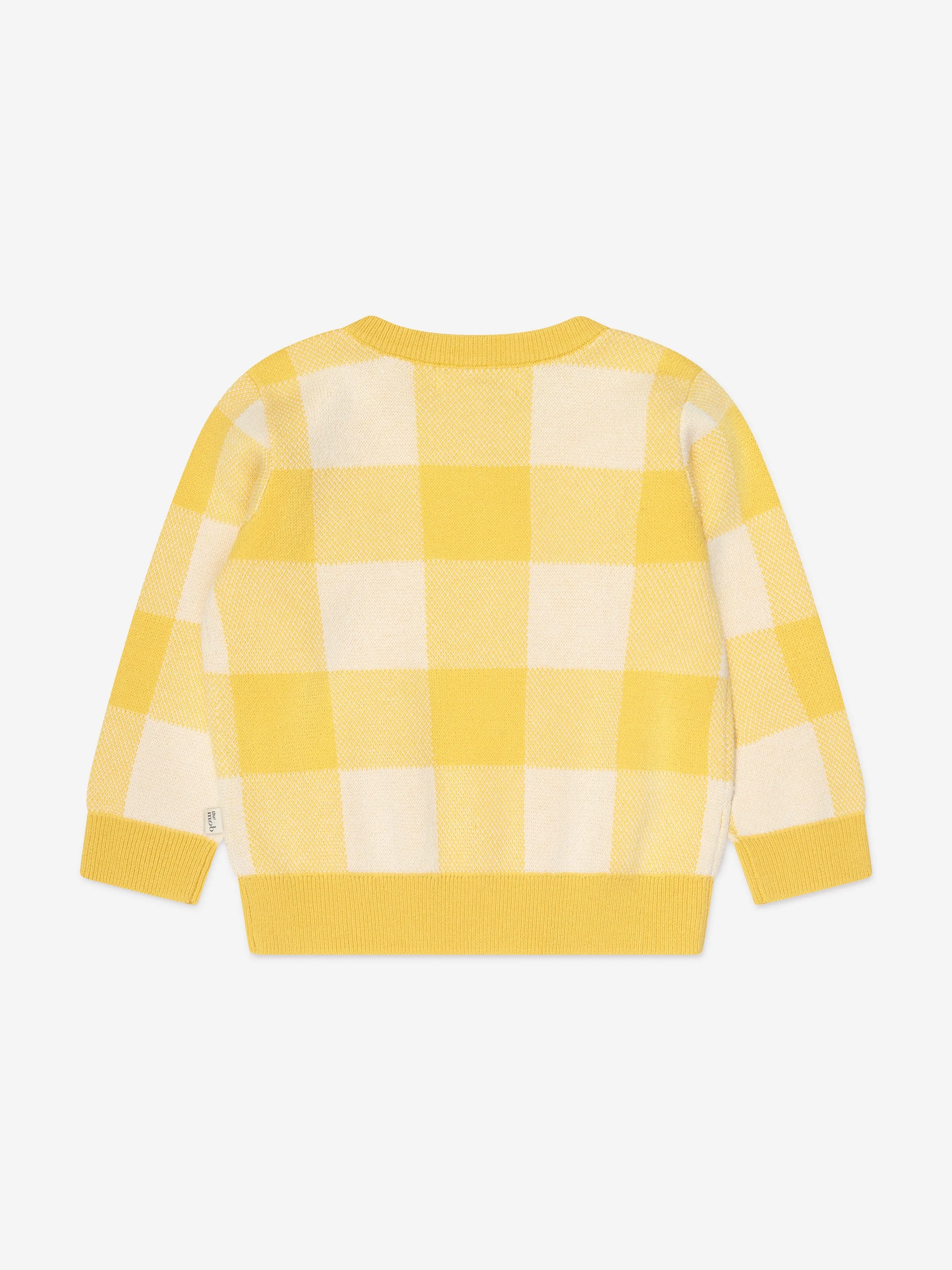 The Bonnie Mob Kids Check Jacquard Knit Sweater in Yellow