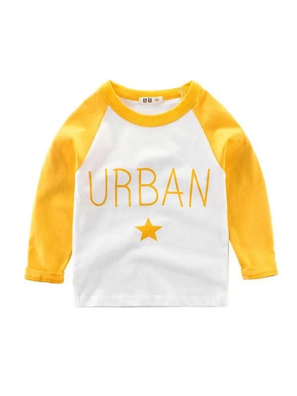 Urban Color Block Cotton Tee Sports Long-sleeve Top