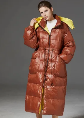 Vania Hooded Quilted Duck Down Puffer Longline Coat