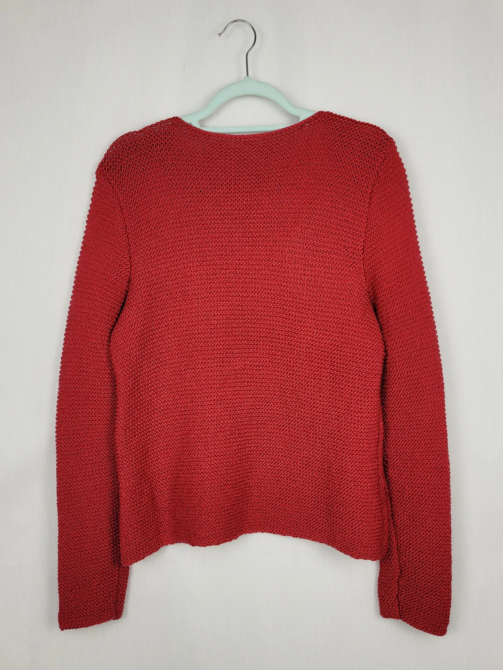 Vintage 90s handmade minimalist knit raspberry pink jumper