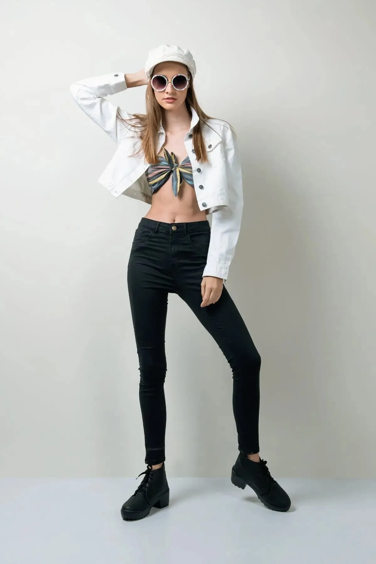 White Cropped Denim Jacket