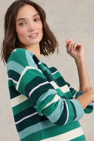 White Stuff Jana Stripe Green Multi Jumper