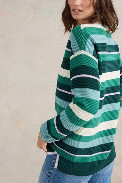 White Stuff Jana Stripe Green Multi Jumper