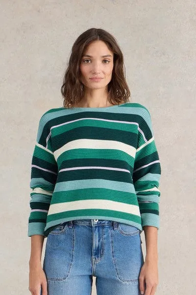 White Stuff Jana Stripe Green Multi Jumper