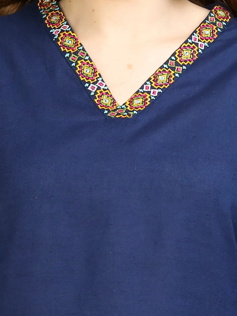 Women Navy Blue Solid Tunic