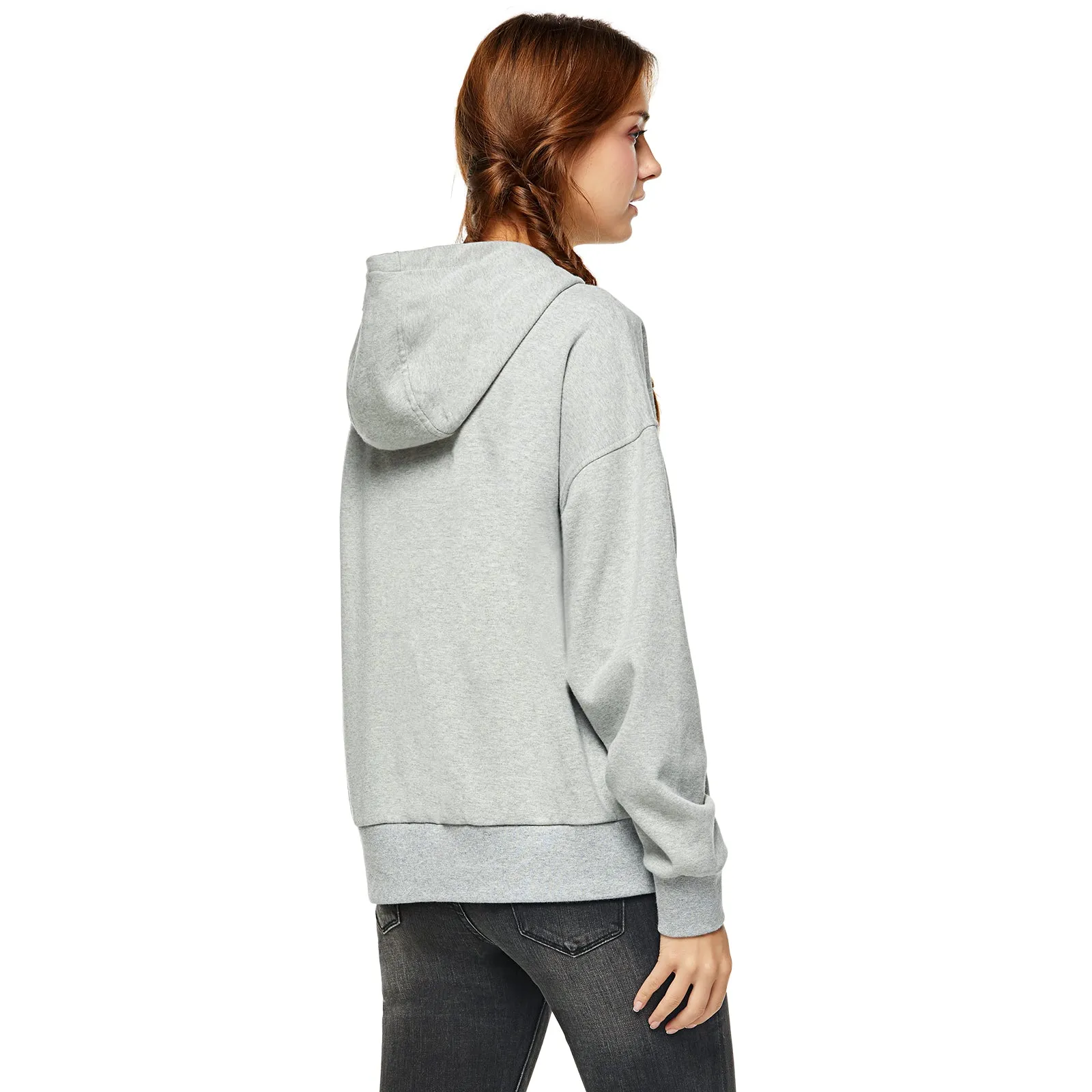 Women's Heavy Brushed Oversize Drop Shoulder Hoodie  S(10) M(12) L(14） XL（16） Grey