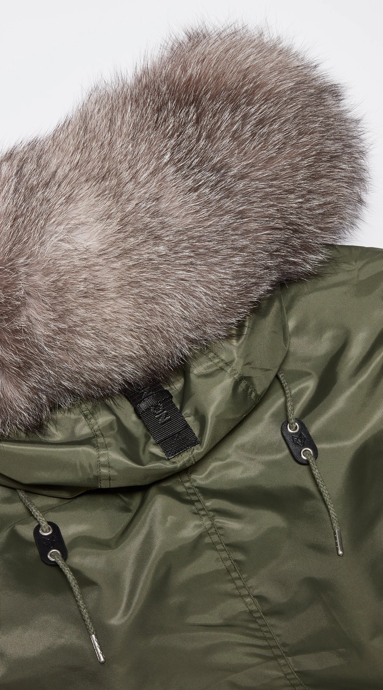 Womens Khaki Water-Repellent Luxy Fur Parka - Silver Frost Fox